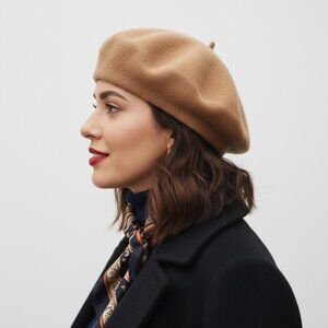 BRAND NEW FRAAS Wool Beret Camel Womens One Size Chic Parisian Elegant Classic